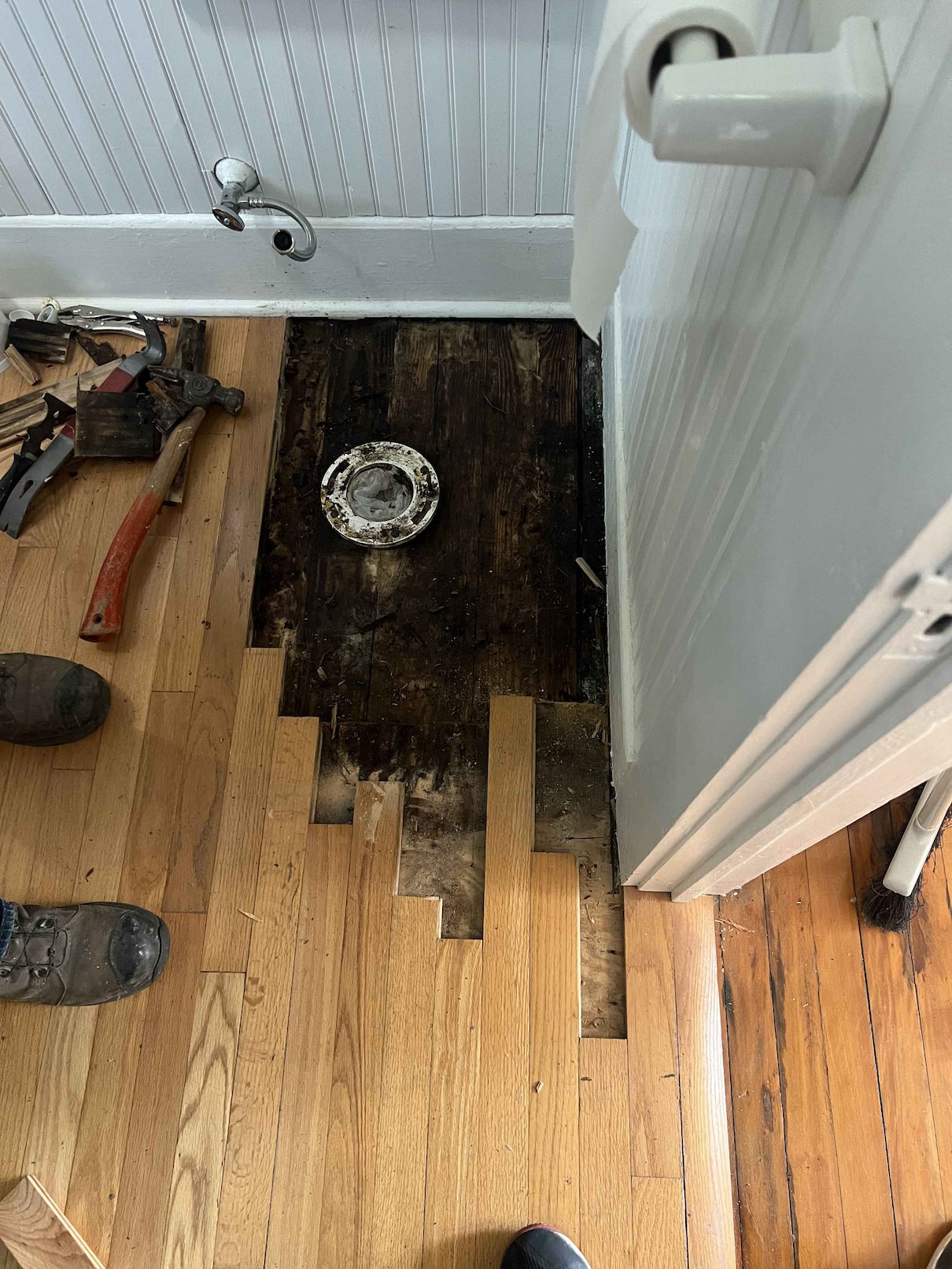 Toilet area before replacement